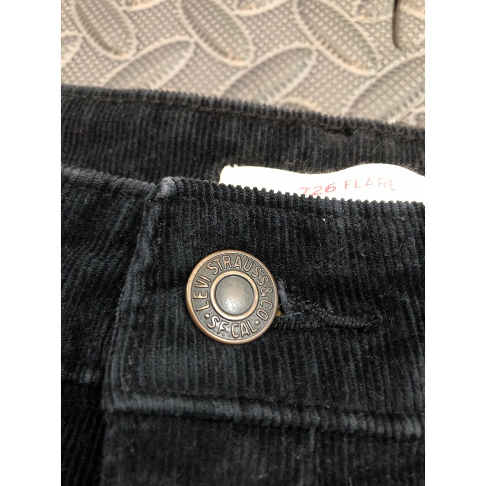 Levi's 726‎ Flare Pants Womens 29 Black Corduroy High Rise Stretch Casual Long - Picture 2 of 8